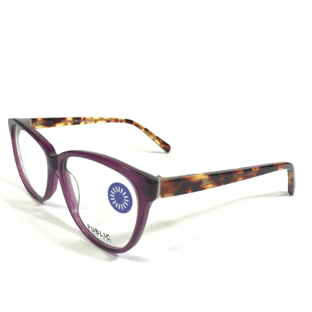 Public Eyeworks Eyeglasses Frames BELLEVUE-C01 Purple Tortoise Cat Eye 53-13-140